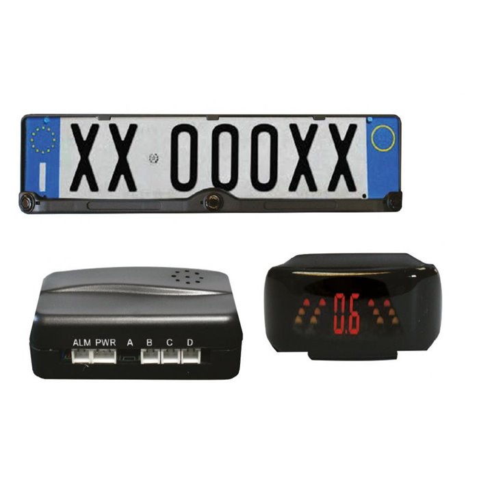 Sensori parcheggio con portatarga e display LCD wireless con allarme sonoro