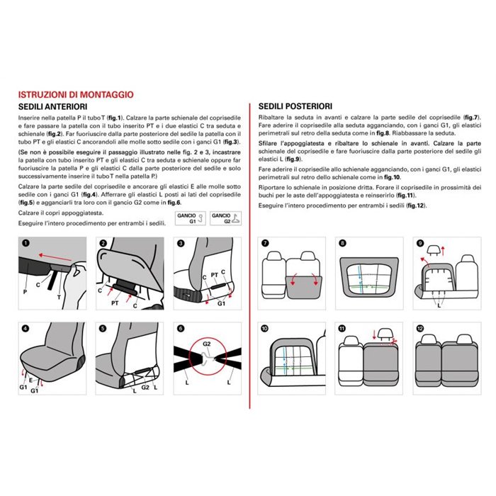 Serie completa coprisedili Espresso Deluxe tg. media post. diviso tess. cotone trapuntato antracite