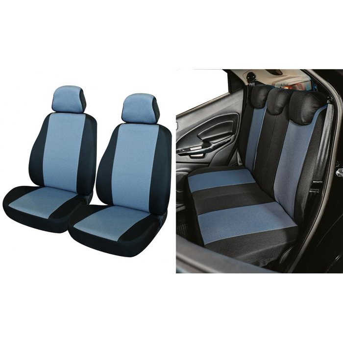 Serie completa coprisedili Fast&Smart tg. grande tess. misto cotone avio/nero