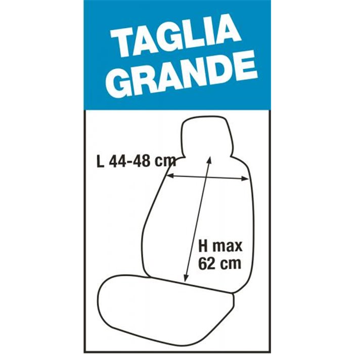 Serie completa coprisedili Fast&Smart tg. grande tess. misto cotone avio/nero