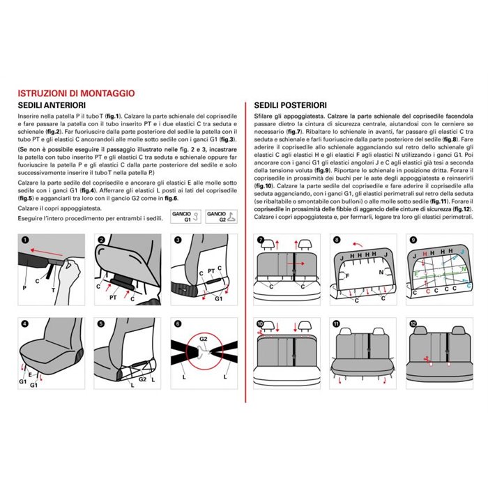 Serie completa coprisedili Fast&Smart tg. grande tess. misto cotone avio/nero