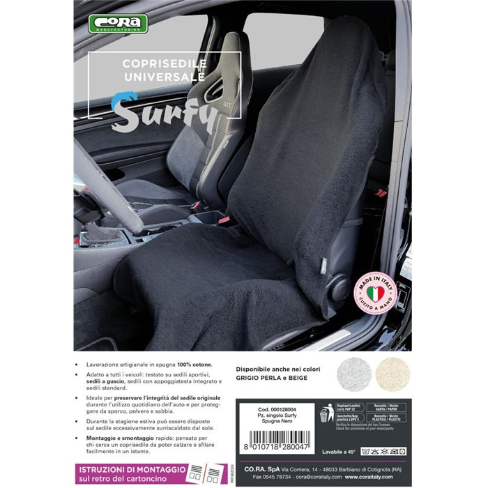 Coprisedile anteriore universale in spugna Surfy nero