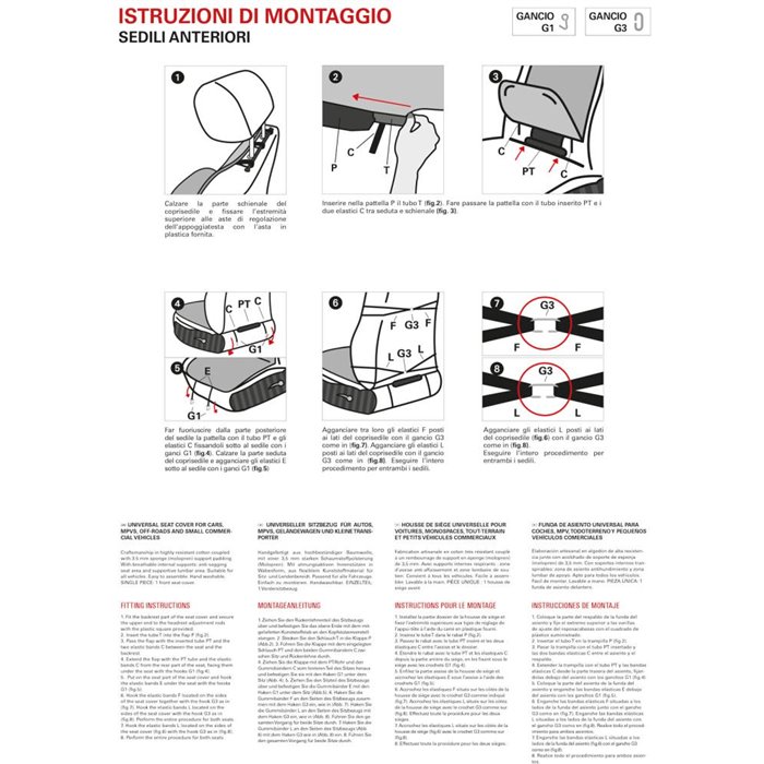 Coprisedile anteriore universale Fisiocomfort tess. Rigato avio