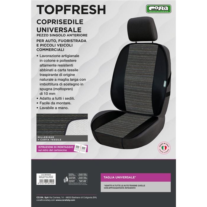 Coprisedile anteriore universale Topfresh cotone millerighe/carta tessile