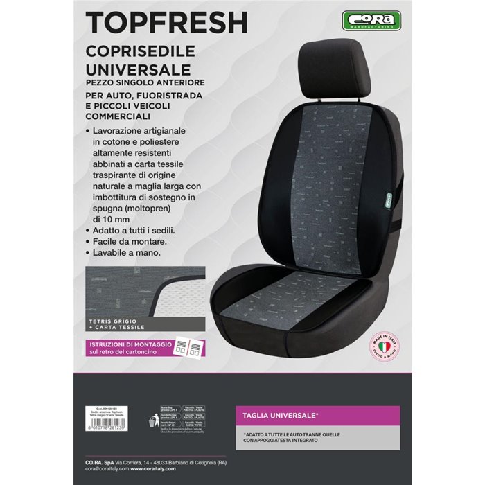 Coprisedile anteriore universale Topfresh cotone tetris grigio/carta tessile