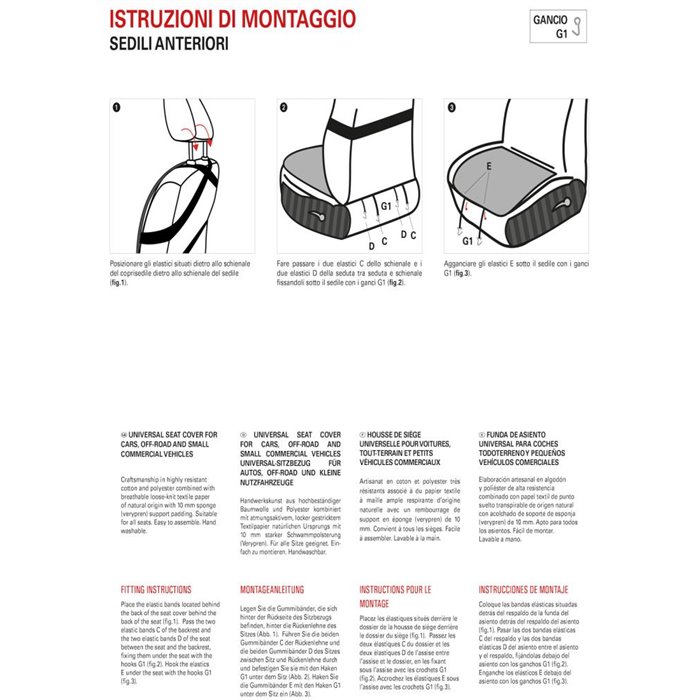 Coprisedile anteriore universale Topfresh cotone tetris grigio/carta tessile