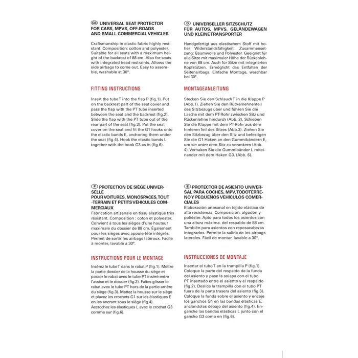 Coprisedile anteriore Poncho tess. elastico misto cotone crema