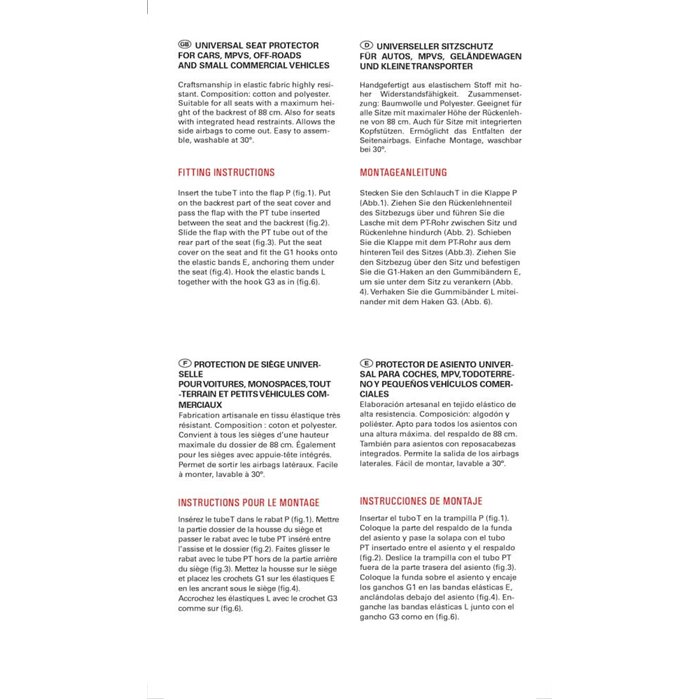 Coprisedile anteriore Poncho tess. elastico misto cotone antracite