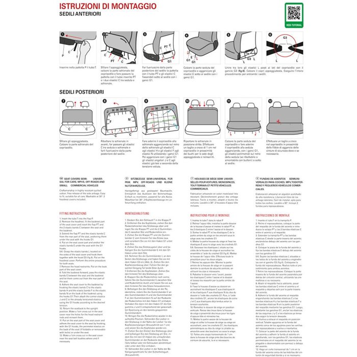 Serie completa coprisedili Espresso Deluxe tg. media post. intero tess. cotone trapuntato antracite