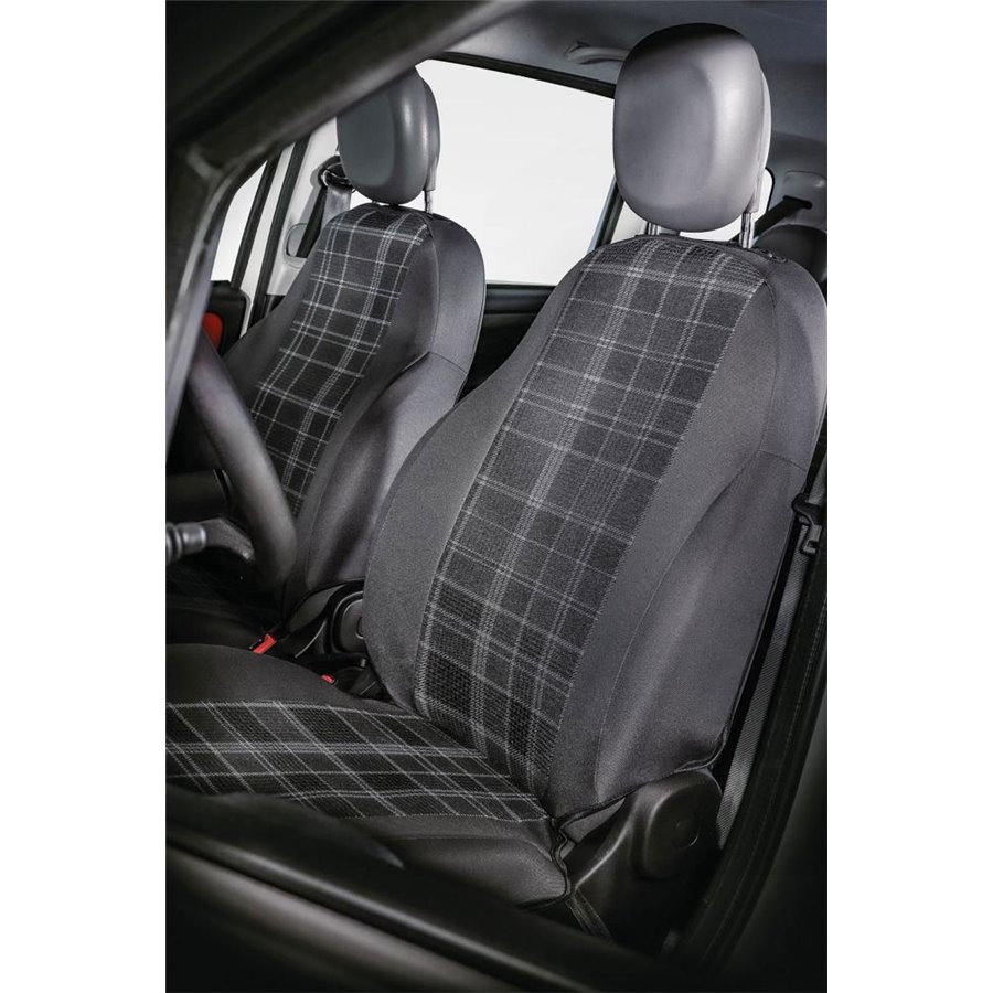 Coprisedili anteriori personalizzati Fiat Panda 12˃ tess. misto cotone scozzese grigio/piombo