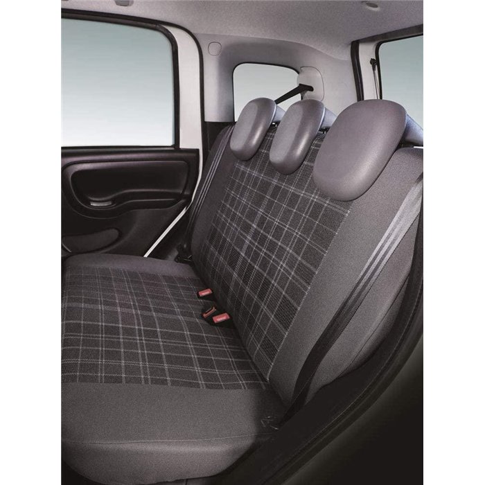 Serie completa coprisedili personalizzati Fiat Panda 12˃ 5 posti post. intero tess. misto cotone scozzese grigio/piombo