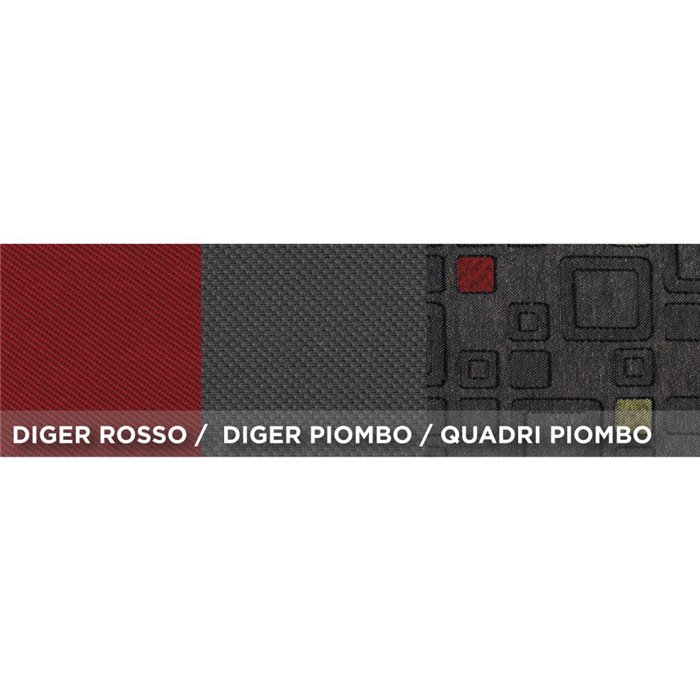 Serie completa coprisedili personalizzati Fiat Panda 12˃ 4 posti post. diviso tess. misto cotone quadri grigio/rosso