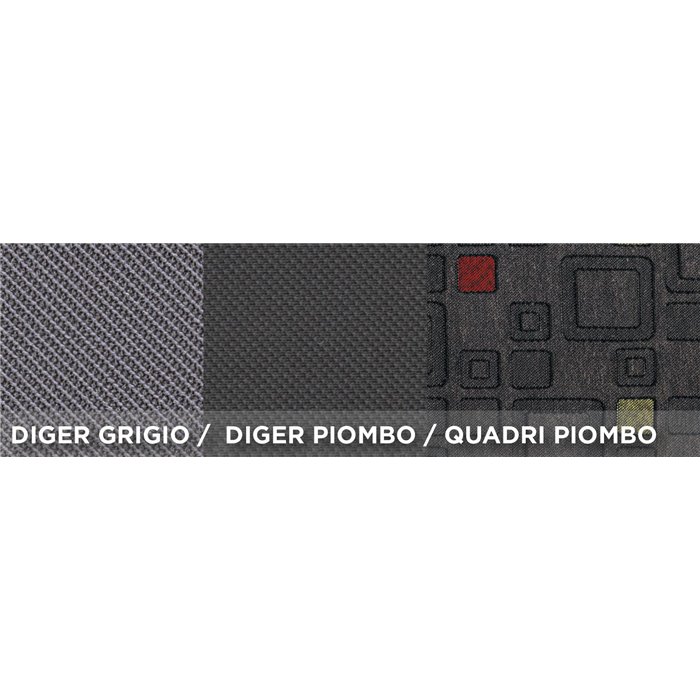 Serie completa coprisedili personalizzati Fiat Panda 12˃ 4 posti post. intero tess. misto cotone quadri grigio/piombo