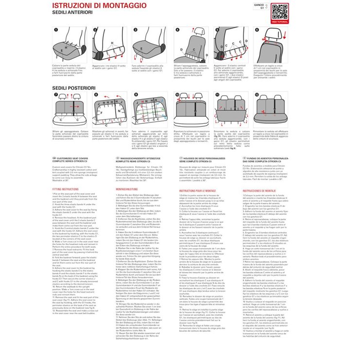Serie completa coprisedili personalizzati CITROEN C3 16˃24 tess. millepunti antracite