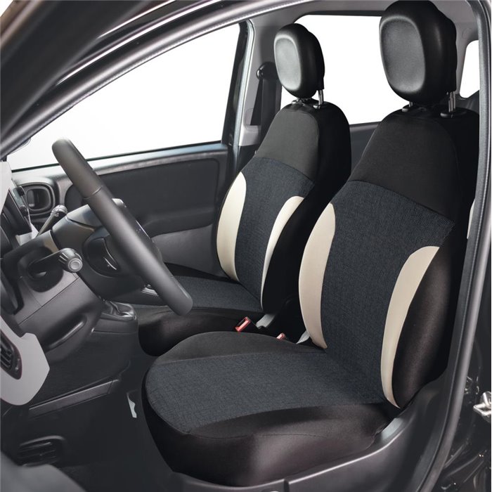 Coprisedili anteriori personalizzati Fiat Pandina 24˃ tess. misto cotone nero/crema
