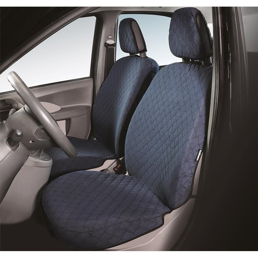 Serie completa coprisedili personalizzati Fiat Panda II 03˃ 4 posti post. intero tess. cotone trapuntato avio