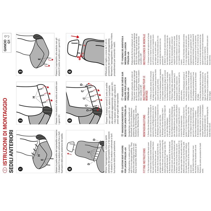 Coprisedili anteriori personalizzati Lancia Ypsilon 11˃24 tess. misto cotone nero/antracite