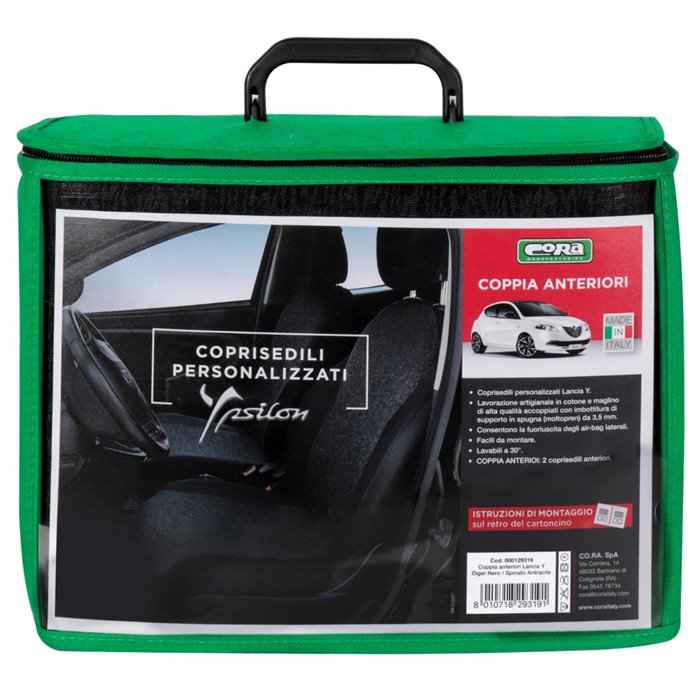 Coprisedili anteriori personalizzati Lancia Ypsilon 11˃24 tess. misto cotone nero/antracite