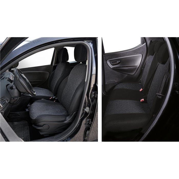 Serie completa coprisedili personalizzati Lancia Ypsilon 11˃24 5 posti tess. misto cotone nero/antracite