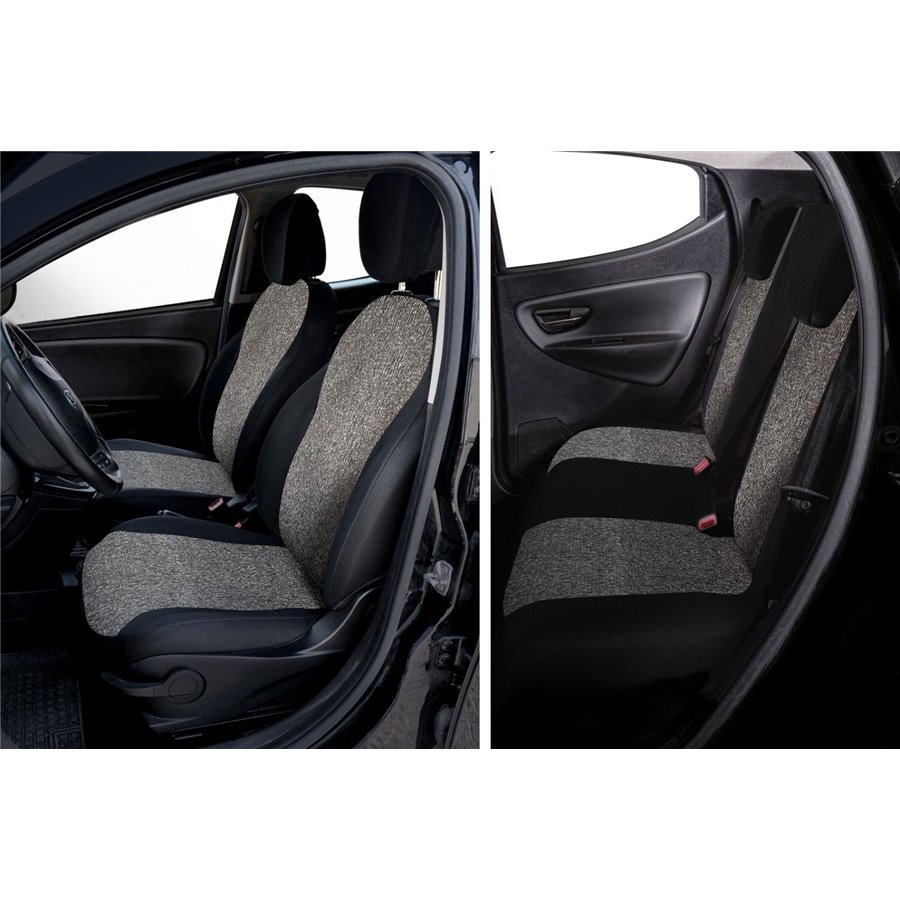 Serie completa coprisedili personalizzati Lancia Ypsilon 11˃24 4 posti tess. misto cotone nero/antracite