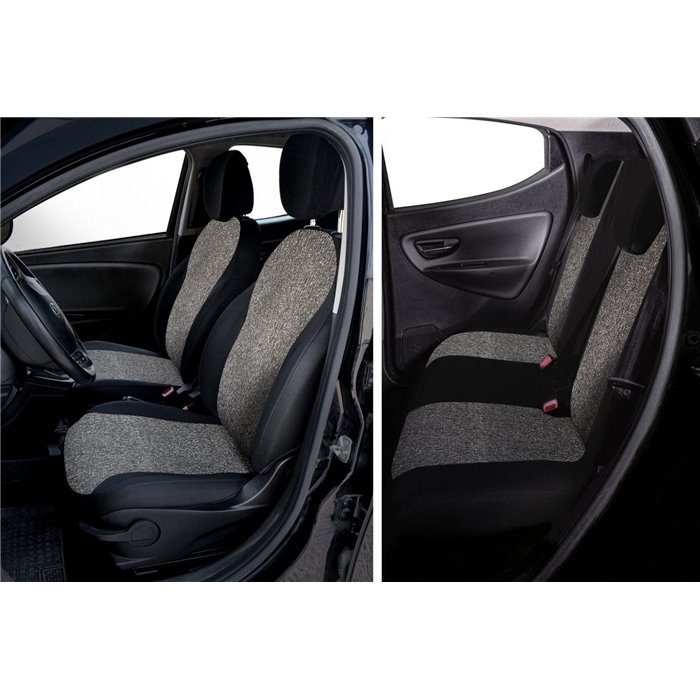 Serie completa coprisedili personalizzati Lancia Ypsilon 11˃24 4 posti tess. misto cotone nero/antracite