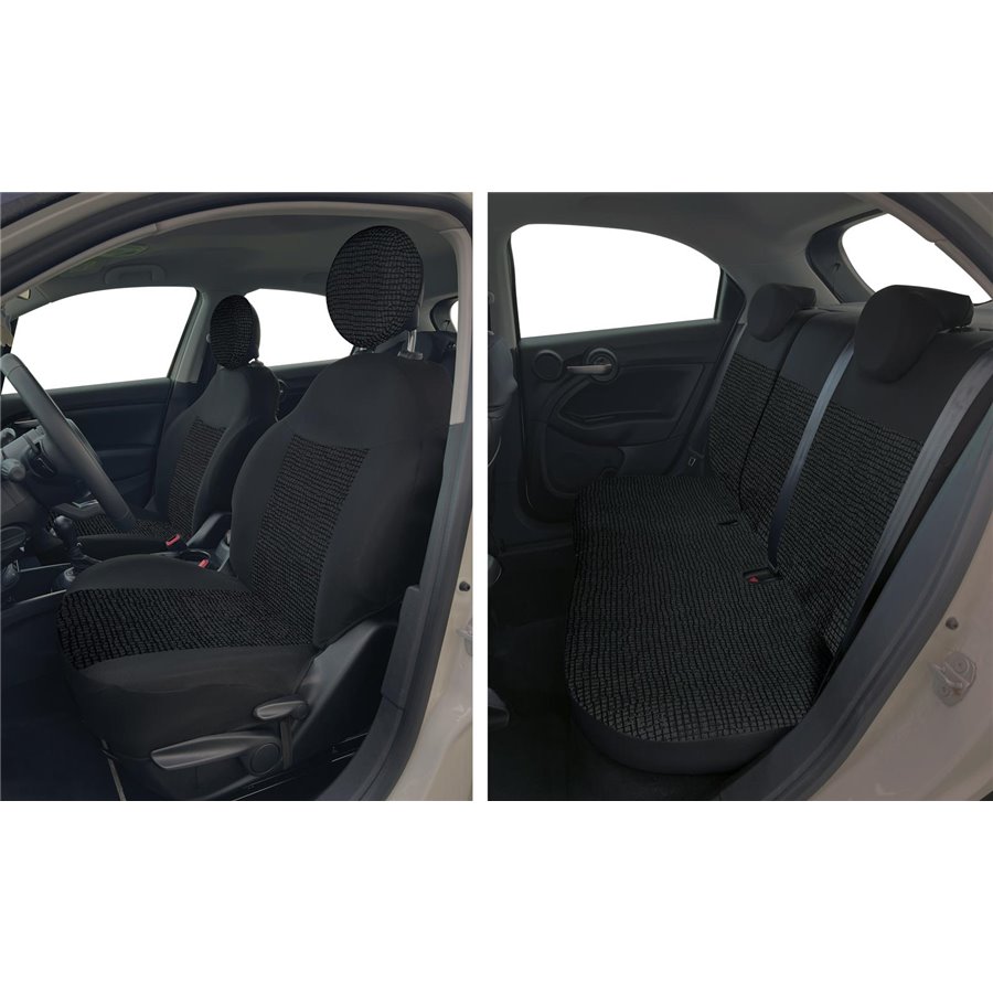 Serie completa coprisedili personalizzati Fiat 500L tess. misto cotone mosaico nero