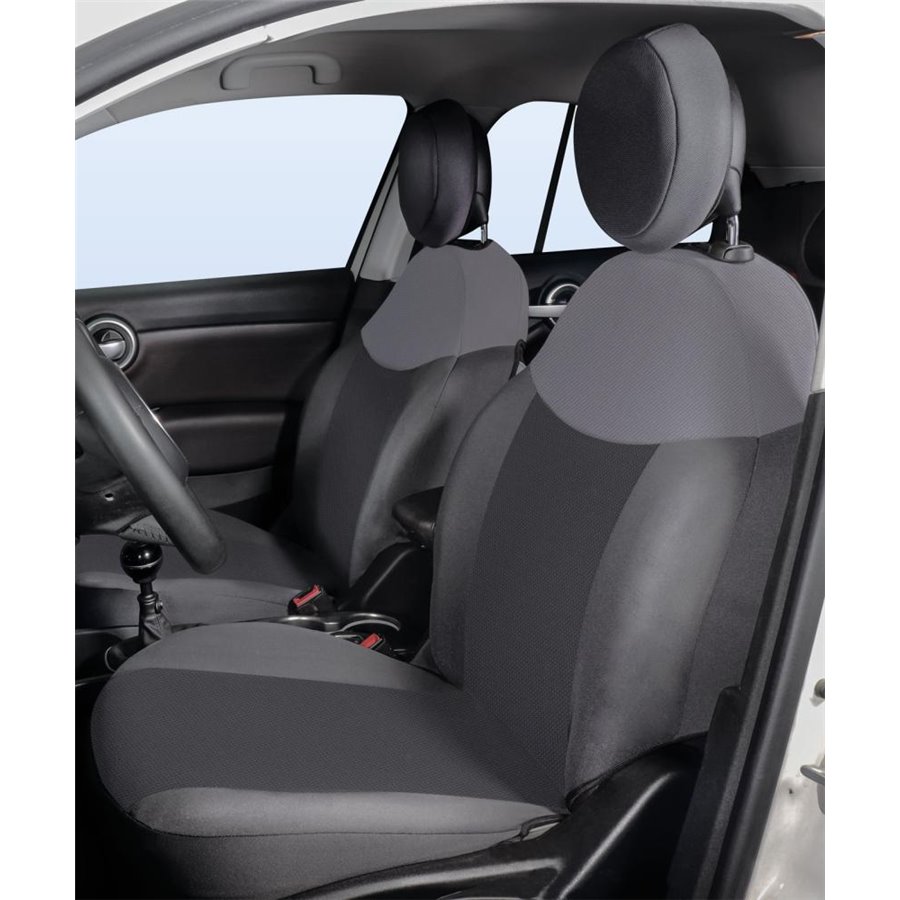 Coprisedili anteriori personalizzati Fiat 500X e 500L tess. antracite/grigio piombo