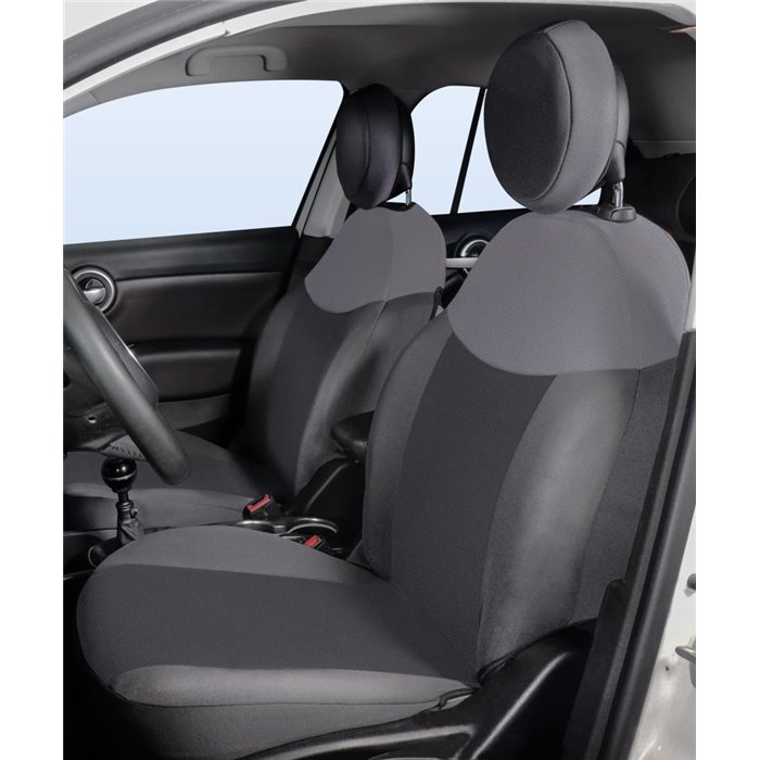 Coprisedili anteriori personalizzati Fiat 500X e 500L tess. antracite/grigio piombo