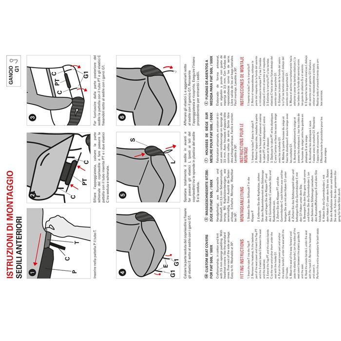 Coprisedili anteriori personalizzati Fiat 500X e 500L tess. antracite/grigio piombo
