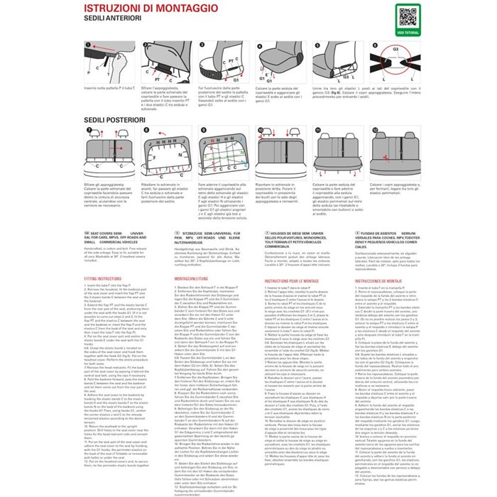 Serie completa coprisedili Fast&Smart tg. speciale tess. misto cotone nero/black&color