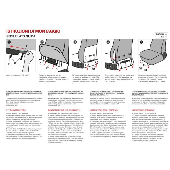 Coprisedili anteriori personalizzati Fiat Ducato camper 06˃ tess. misto cotone piombo/antracite