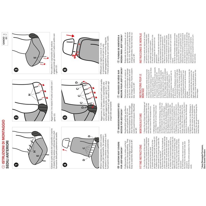 Coprisedili anteriori personalizzati JEEP Renegade 14˃/Compass 17˃, DACIA Duster 10˃/Sandero 20˃/Jogger 21˃ tess. millepunti ant
