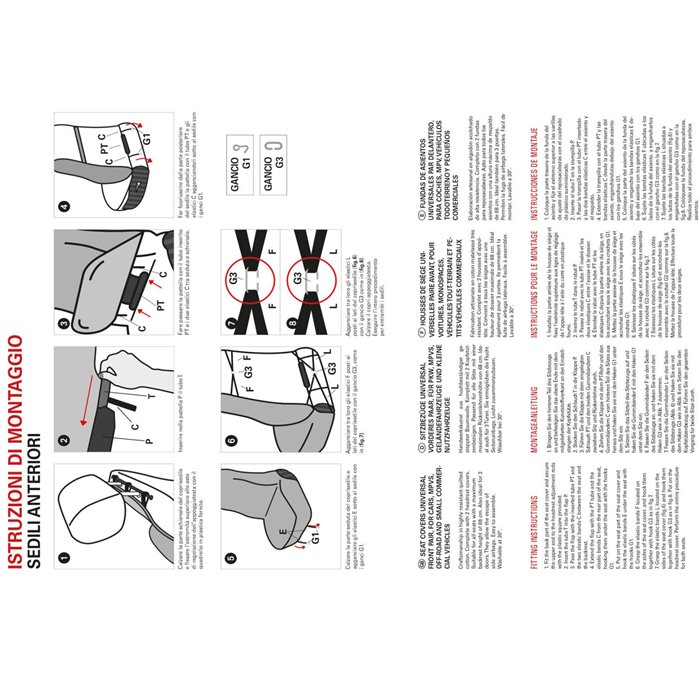 Coprisedili anteriori Rapid tg. universale tess. cotone trapuntato nero