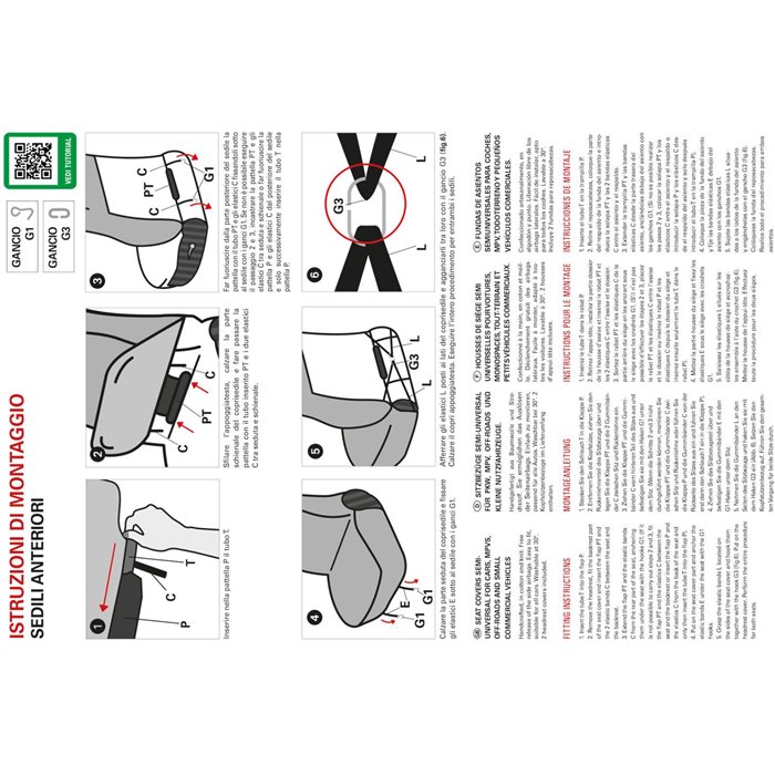 Coprisedili anteriori Fast&Smart tg. speciale tess. misto cotone antracite/nero