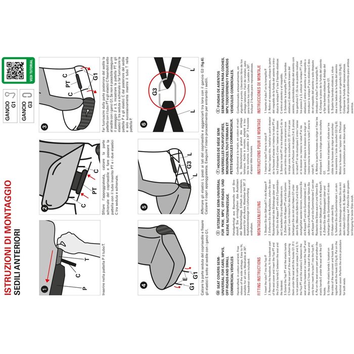 Coprisedili anteriori Fast&Smart tg. speciale tess. misto cotone avio/nero