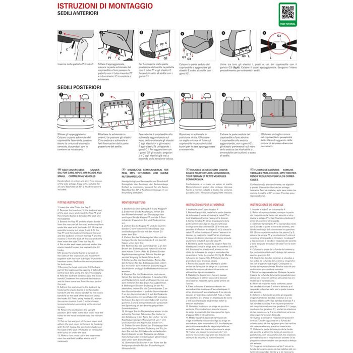 Serie completa coprisedili Fast&Smart tg. media tess. misto cotone antracite/nero