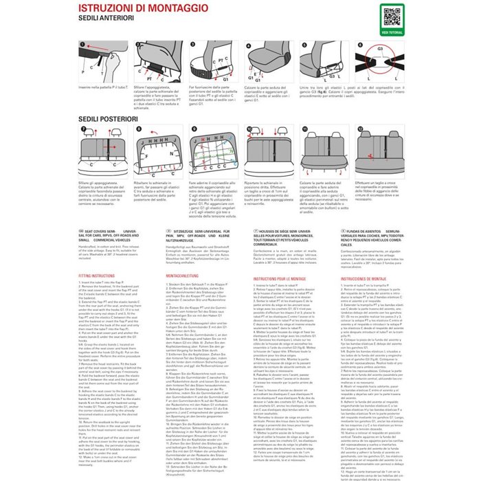 Serie completa coprisedili Fast&Smart tg. media tess. misto cotone antracite/nero