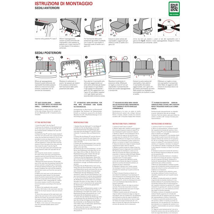 Serie completa coprisedili Fast&Smart tg. media tess. misto cotone nero/antracite