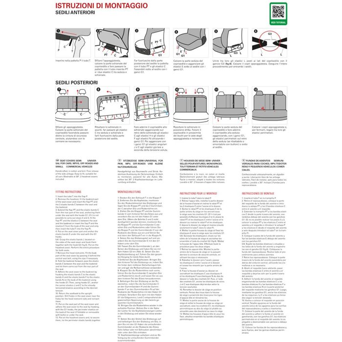 Serie completa coprisedili Fast&Smart tg. grande tess. misto cotone antracite/nero