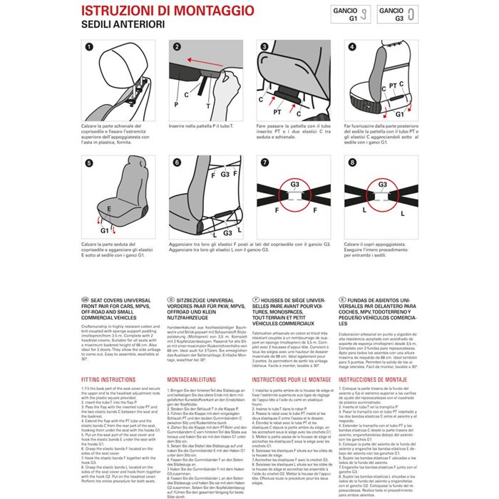 Coprisedili anteriori Centauro tg. universale tess. misto cotone rigato nero