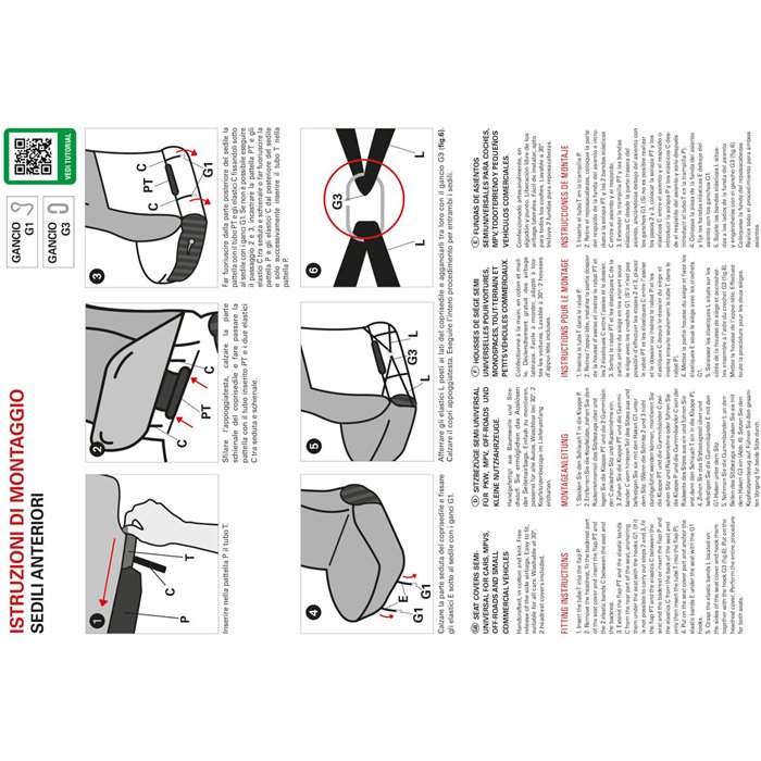 Coprisedili anteriori Fast&Smart tg. media tess. misto cotone rosso/nero