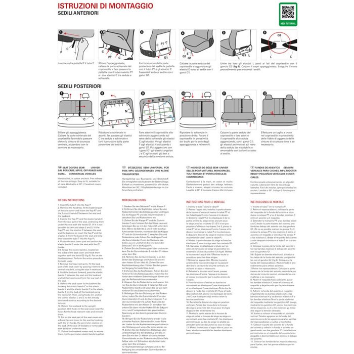 Serie completa coprisedili Fast&Smart tg. speciale tess. misto cotone nero/avio