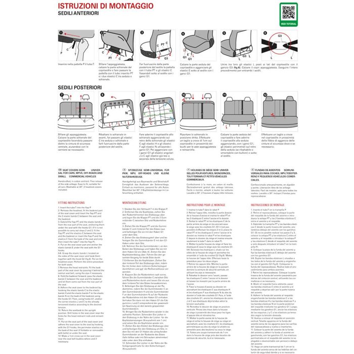 Serie completa coprisedili Fast&Smart tg. grande tess. misto cotone nero/avio
