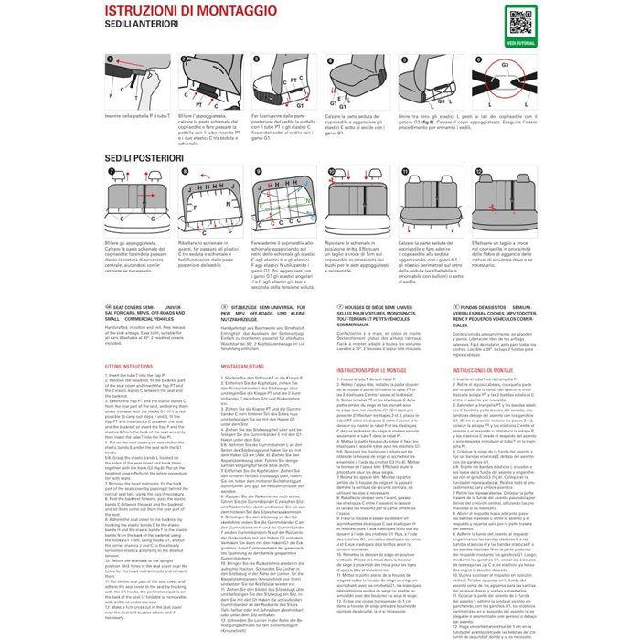 Serie completa coprisedili Fast&Smart tg. media tess. misto cotone nero/avio