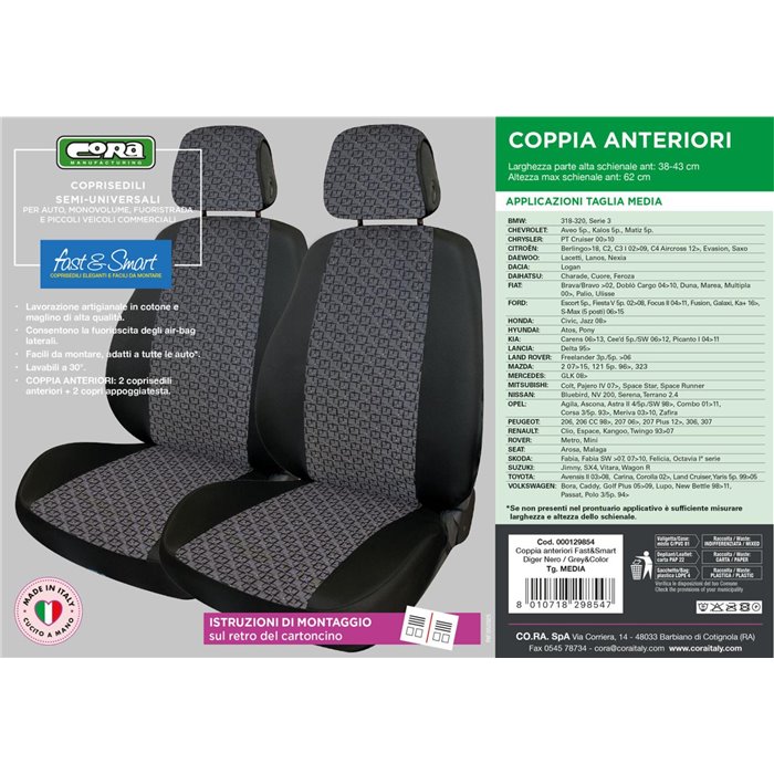Coprisedili anteriori Fast&Smart tg. media tess. Grey&Color