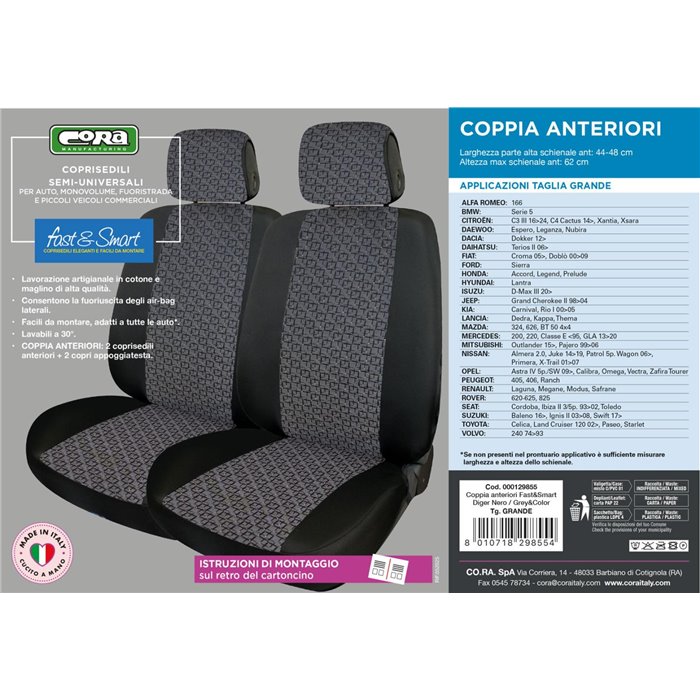 Coprisedili anteriori Fast&Smart tg. grande tess. Grey&Color