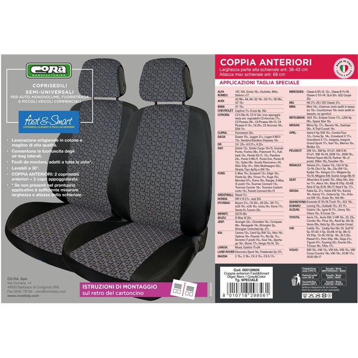 Coprisedili anteriori Fast&Smart tg. speciale tess. Grey&Color