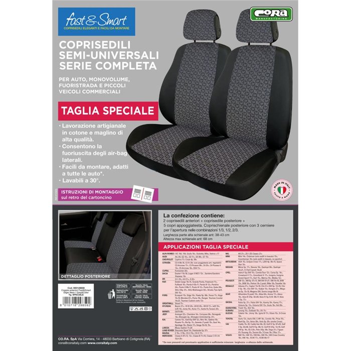 Serie completa coprisedili Fast&Smart tg. speciale tess. Grey&Color