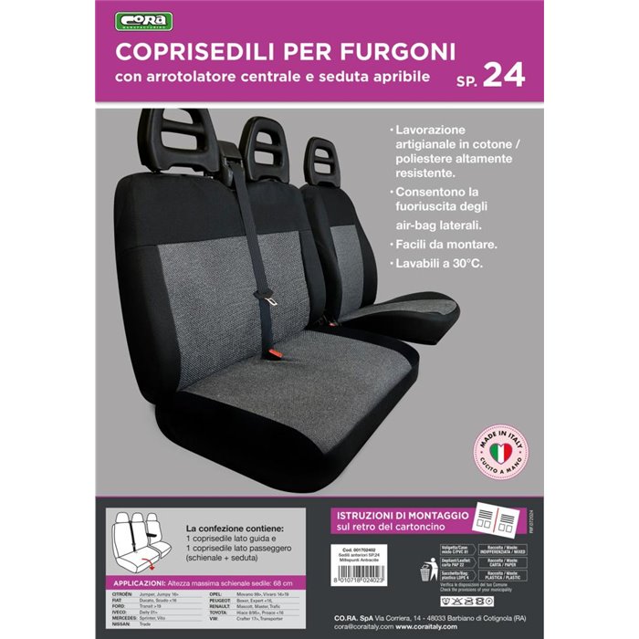 Coprisedili per furgoni tg. SP24 tess. misto cotone nero