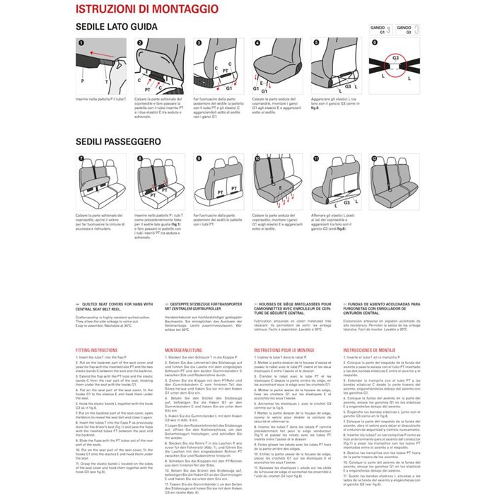 Coprisedili per furgoni tg. SP24 tess. cotone trapuntato grigio